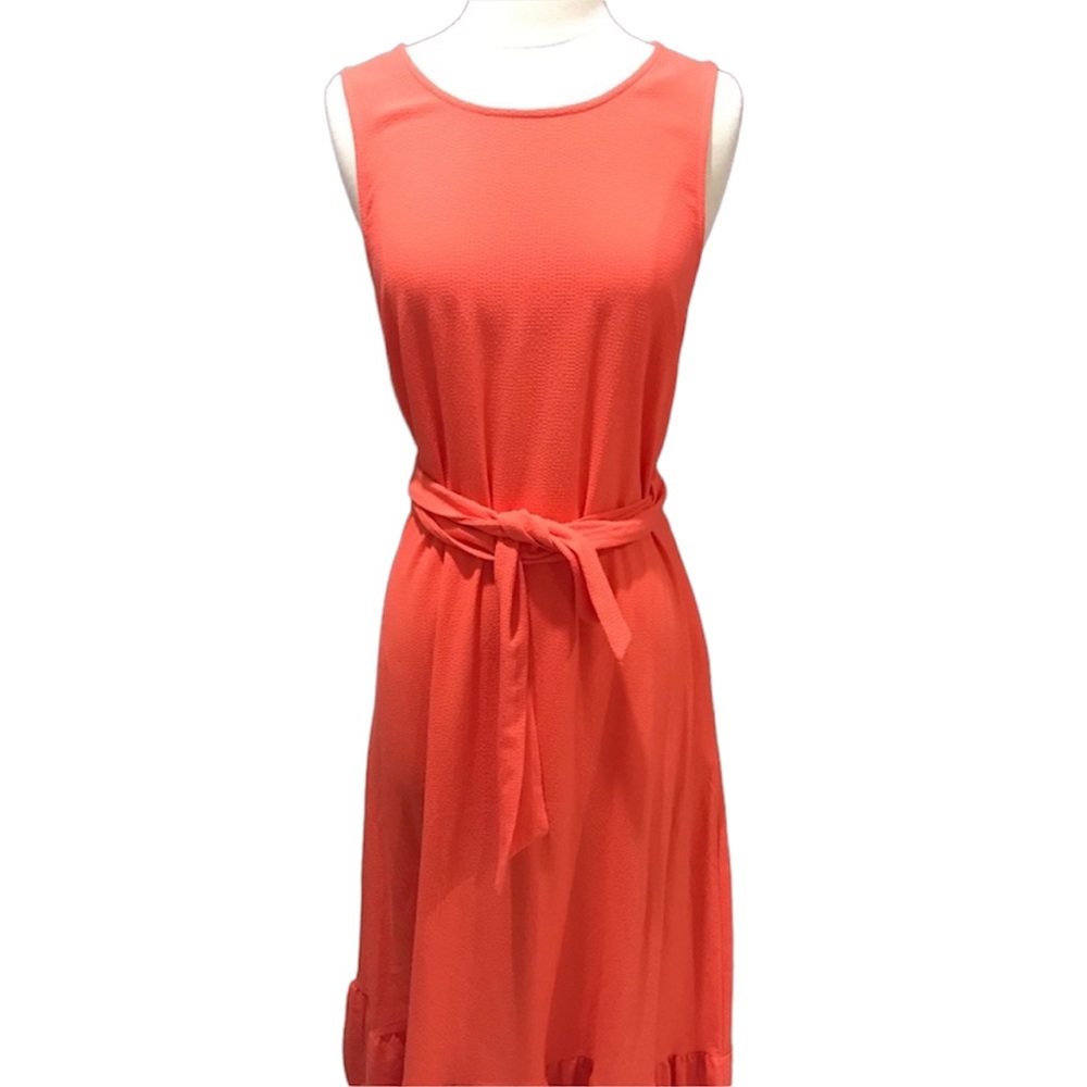 Target A New Day Maxi Dress SIZE L CORAL Sleeveless Tie Waist Soft Light